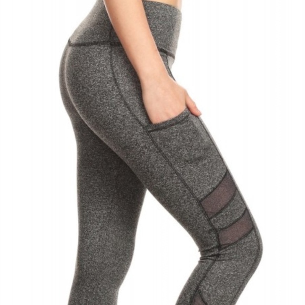 Grey leggings with black mesh detail - Picture 4 of 5